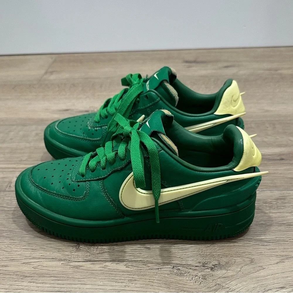 Nike x AMBUSH low Air Force 1 Boys 4 Pine green citron yellow trendy sneaker